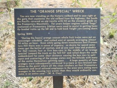The “Orange Special” Wreck Marker. Click for full size. The “Orange Special” Wreck Marker image. Click for full size.