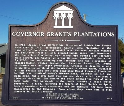 Governer Grant's Plantations Marker image. Click for full size.