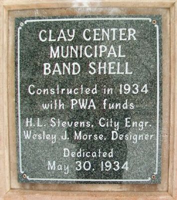 Clay Center Municipal Band Shell Marker image. Click for full size.