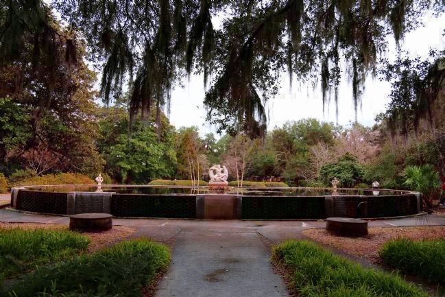 Brookgreen Plantation House Site, Now a Raised Pond and Fountain with Sculpture image. Click for full size.