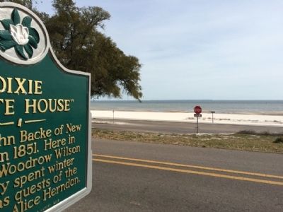 View of Highway 90 and the Gulf of Mexico.. Click for full size. View of Highway 90 and the Gulf of Mexico. image. Click for full size.