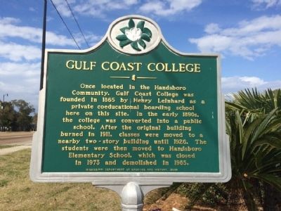 Gulf Coast College Marker. Click for full size. Gulf Coast College Marker image. Click for full size.