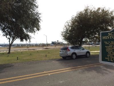 View of Gulf of Mexico and Highway 90 near marker.. Click for full size. View of Gulf of Mexico and Highway 90 near marker. image. Click for full size.