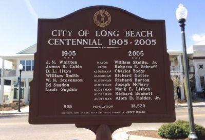 City of Long Beach Centennial 1905-2005 Marker (Rear) image. Click for full size.