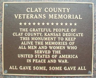 Clay County Veterans Memorial Marker. Click for full size. Clay County Veterans Memorial Marker image. Click for full size.