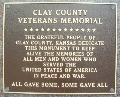 Clay County Veterans Memorial Marker image. Click for full size.