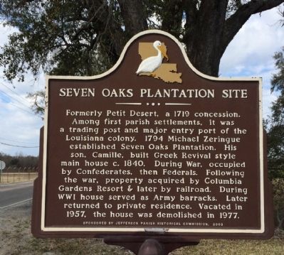 Seven Oaks Plantation Site Marker image. Click for full size.