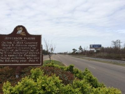 Jefferson Parish Marker looking northerly on Belle Chasse Highway.. Click for full size. Jefferson Parish Marker looking northerly on Belle Chasse Highway. image. Click for full size.