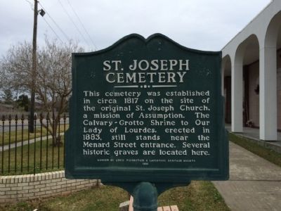 St. Joseph Cemetery Marker. Click for full size. St. Joseph Cemetery Marker image. Click for full size.
