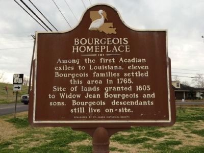 Bourgeois Homeplace Marker (Side 1). Click for full size. Bourgeois Homeplace Marker (Side 1) image. Click for full size.