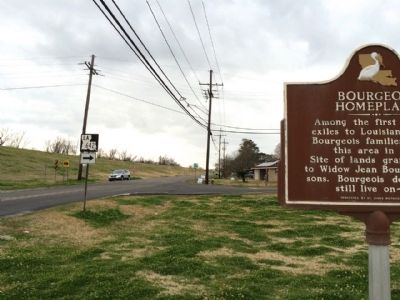View west of marker and Mississippi River levee.. Click for full size. View west of marker and Mississippi River levee. image. Click for full size.