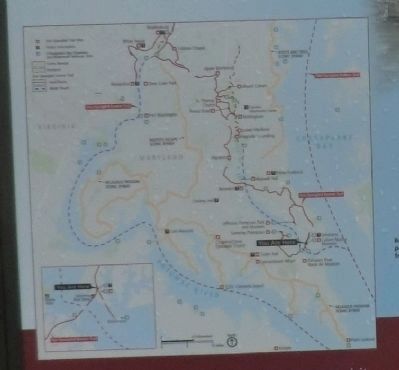 Close up of the map on the Perils along the Patuxent Marker image. Click for full size.