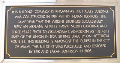 Hadley Building Marker image. Click for full size.