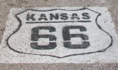 Route 66 Street Marker on Road at Marsh Rainbow Arch Bridge image. Click for full size.