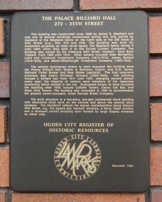 The Palace Billiard Hall Marker image. Click for full size.