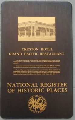 Creston Hotel Marker image. Click for full size.