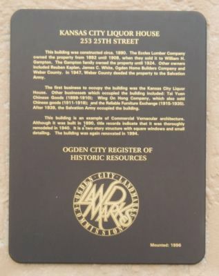 Kansas City Liquor House Marker. Click for full size. Kansas City Liquor House Marker image. Click for full size.