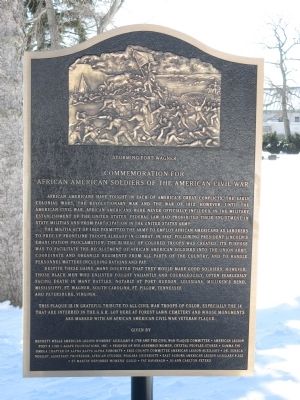 Commemoration for African American Soldiers of the American Civil War Memorial. Click for full size. Commemoration for African American Soldiers of the American Civil War Memorial image. Click for full size.