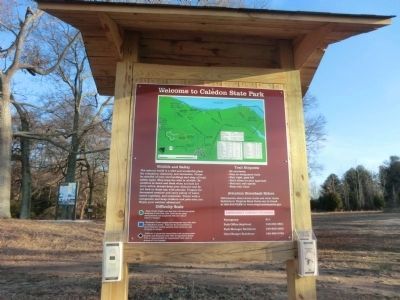 Sign with Caledon State Park map located near the marker.. Click for full size. Sign with Caledon State Park map located near the marker. image. Click for full size.