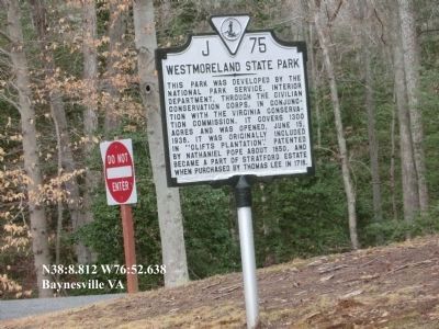 Marker at the entrance to Westmoreland State Park image. Click for full size.