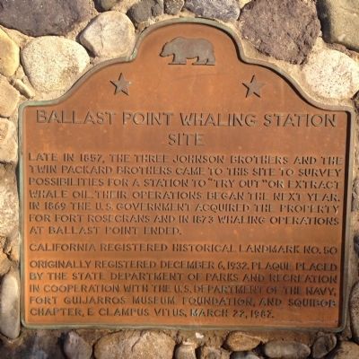 Ballast Point Whaling Station Site Marker. Click for full size. Ballast Point Whaling Station Site Marker image. Click for full size.