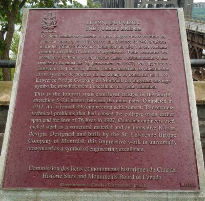 The Québec Bridge Marker. Click for full size. The Québec Bridge Marker image. Click for full size.