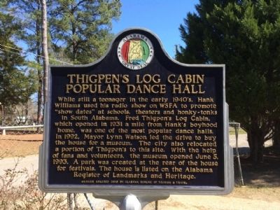 Thigpen�s Log Cabin Popular Dance Hall Marker image. Click for full size.