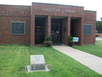 Halstead Public Library and Markers image. Click for full size.