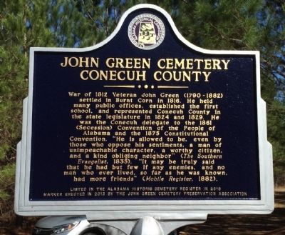John Green Cemetery Marker. Click for full size. John Green Cemetery Marker image. Click for full size.