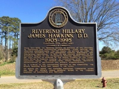 Reverend Hillary James Hawkins, D.D. Marker (Side 2). Click for full size. Reverend Hillary James Hawkins, D.D. Marker (Side 2) image. Click for full size.