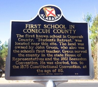 First School in Conecuh County Marker. Click for full size. First School in Conecuh County Marker image. Click for full size.