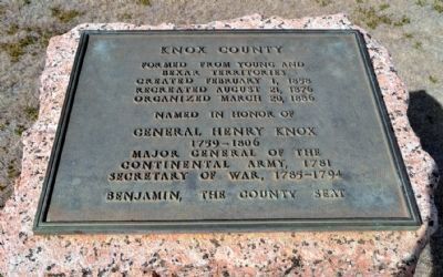 Knox County Marker Inscription Tablet. Click for full size. Knox County Marker Inscription Tablet image. Click for full size.