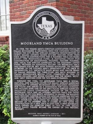 Moorland YMCA Building Texas Historical Marker image. Click for full size.