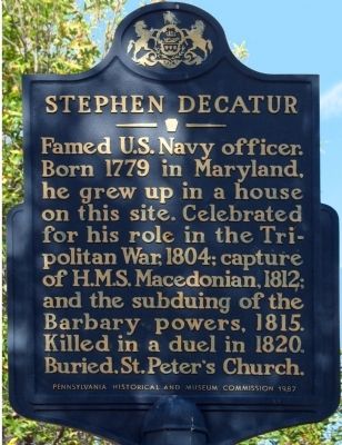 Stephen Decatur Marker image. Click for full size.