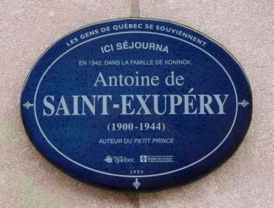 Antoine de Saint-Exupry plaque image. Click for full size.