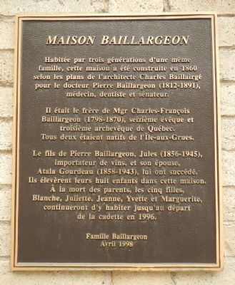 Maison Baillargeon Marker image. Click for full size.