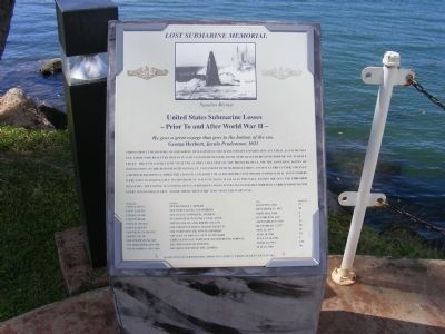 Lost Submarine Memorial Marker. Click for full size. Lost Submarine Memorial Marker image. Click for full size.