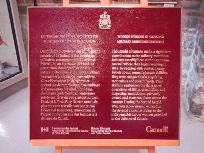 Women Workers in Canadas Military Munitions Industry plaque image. Click for full size.