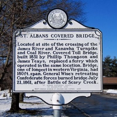 St. Albans Covered Bridge Marker. Click for full size. St. Albans Covered Bridge Marker image. Click for full size.