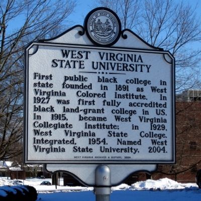 West Virginia State University Marker. Click for full size. West Virginia State University Marker image. Click for full size.