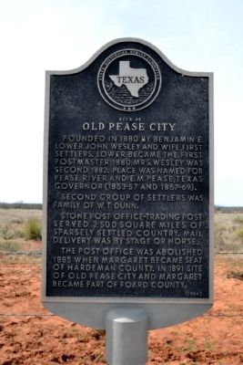Site of Old Pease City Marker. Click for full size. Site of Old Pease City Marker image. Click for full size.
