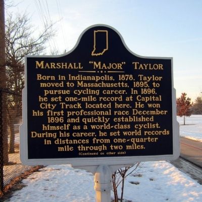 Marshall "Major" Taylor Marker (side 1) image. Click for full size.
