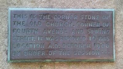 First Presbyterian Church Cornerstone Marker. Click for full size. First Presbyterian Church Cornerstone Marker image. Click for full size.