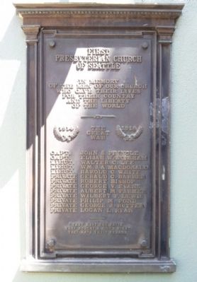 First Presbyterian Church of Seattle World War Memorial Marker image. Click for full size.