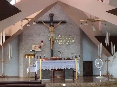 Altar of the Capilla Divina Providencia where Romero was murdered. image. Click for full size.