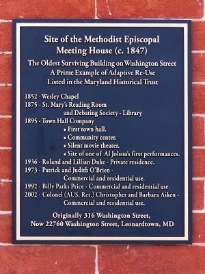 Site of the Methodist Episcopal Meeting House (c.1847) Marker image. Click for full size.