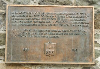 Le premier monastère d’Ursulines Marker. Click for full size. Le premier monastère d’Ursulines Marker image. Click for full size.