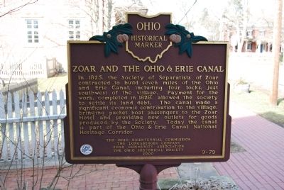 Zoar and The Ohio & Erie Canal Marker. Click for full size. Zoar and The Ohio & Erie Canal Marker image. Click for full size.
