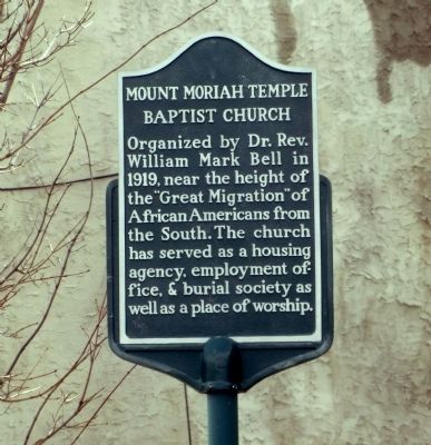 Mount Moriah Temple Baptist Church Marker image. Click for full size.