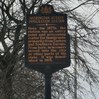 Washington Avenue Immigration Station Marker image. Click for full size.